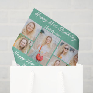 Papier Mousseline Collage photo chic vert mousse mer Joyeux Annivers