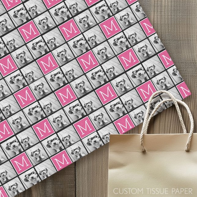 Papier Mousseline Collage photo tendance noir et rose avec Monogramm (Custom Tissue Paper)