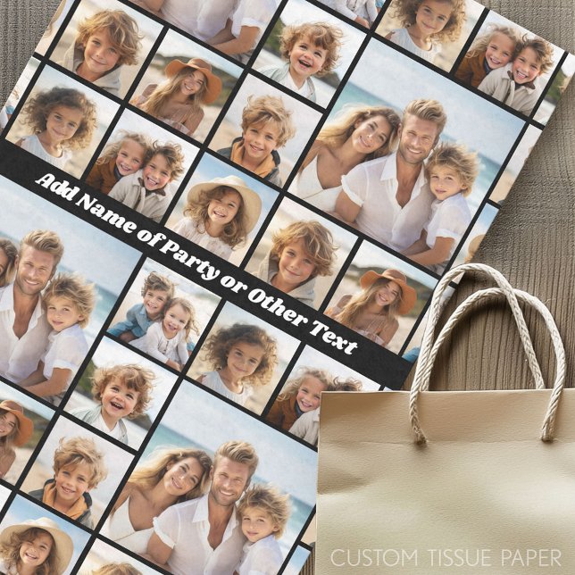 Papier Mousseline Collage photo unique 9 avec fond de cercle en opti (Custom Photo Tissue Paper)