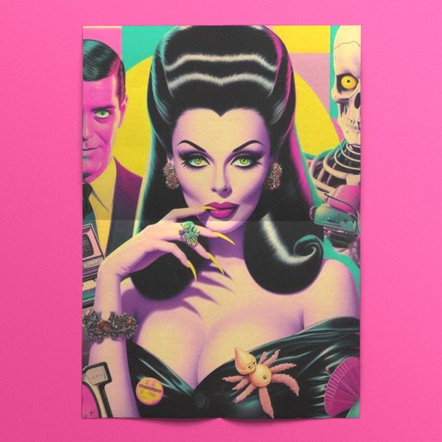 Papier Mousseline Collage Retrowave Goth Woman (Créateur téléchargé)