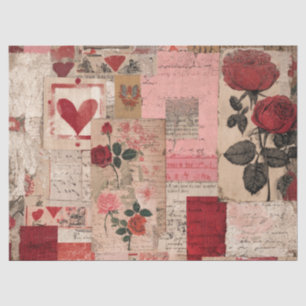 Papier Mousseline Collage Romantique Vintage Rose (1)