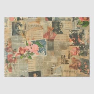 Papier Mousseline Collage rustique Vintage de journaux (2)