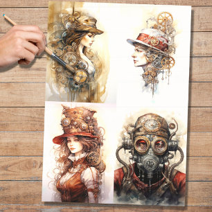 Papier Mousseline Collage Steampunk 1 papier décolpage