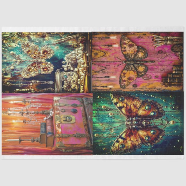 Papier Mousseline Collage Steampunk par Elsie Lane (Recto)