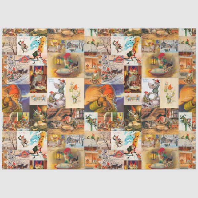 Papier Mousseline Collage vintage suédois Jultomte Gnome (Recto)