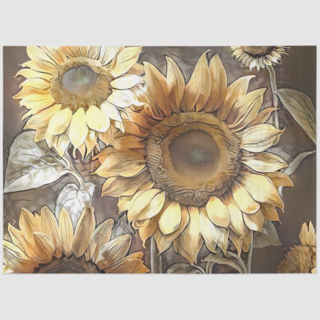 Papier Mousseline Collection Art Moderne Tournesols Sur Le Terrain (Recto)