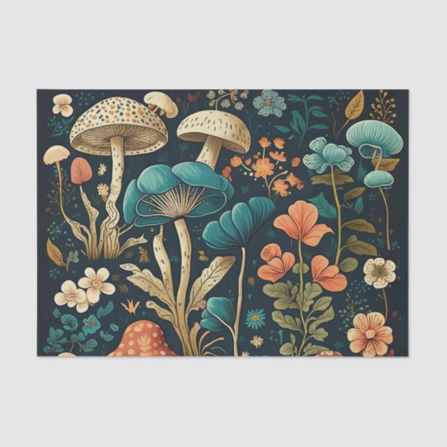 Papier Mousseline Collection de champignons et de fleurs de découpag (Recto)