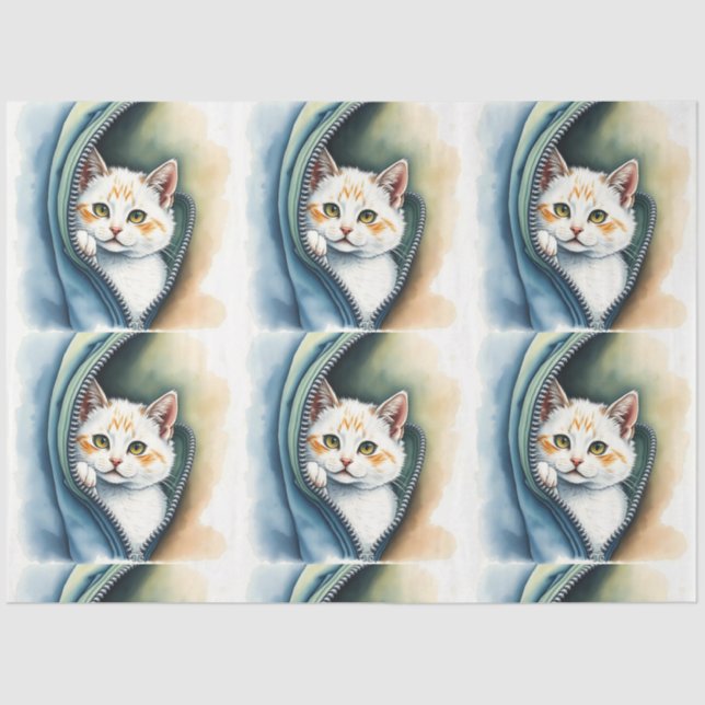 Papier Mousseline Collection de chats d'aquarelle magnifique moderne (Recto)
