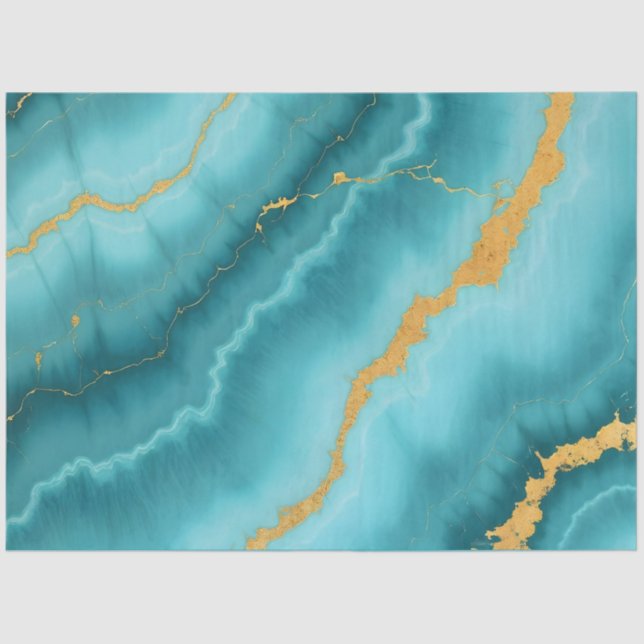 Papier Mousseline Collection de marbre bleu turquoise populaire (Recto)