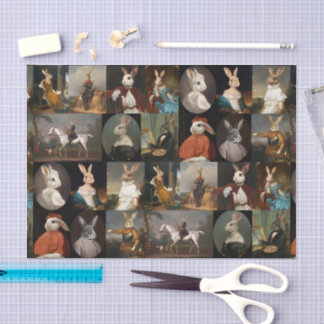Papier Mousseline Collection de portraits de lapins nobles Decoupage