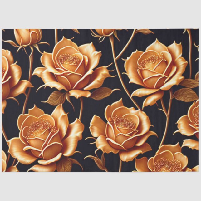 Papier Mousseline Collection de Roses de luxe branché Boho Gold (Recto)