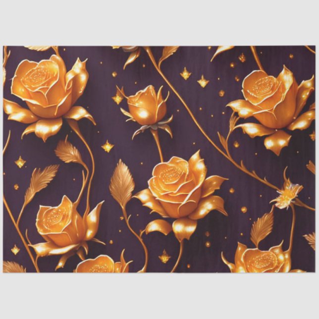Papier Mousseline Collection de Roses de luxe Gold Boho tendance (Recto)