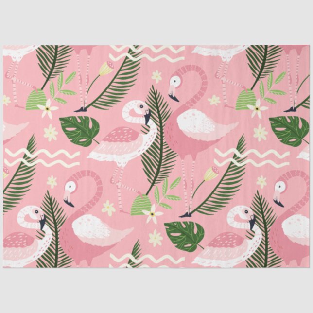 Papier Mousseline Collection Été Flamant Rose Un Design 3 (Recto)