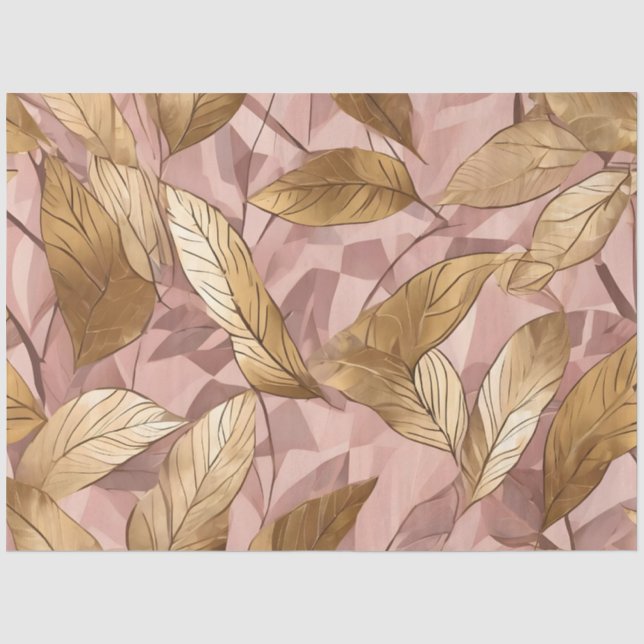 Papier Mousseline Collection Feuille tendance de Boho Rose Rose rose (Recto)