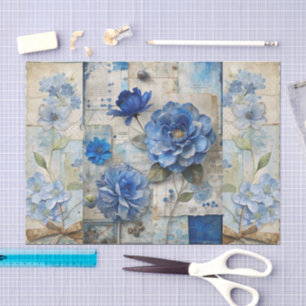 Papier Mousseline Collection Florale bleue vintage inspirée