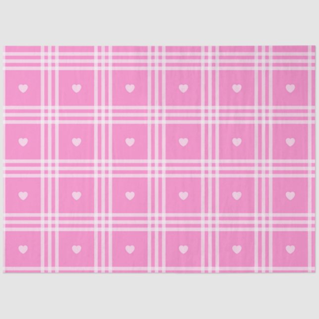 Papier Mousseline Collection moderne Plaid Pink Heart (Recto)