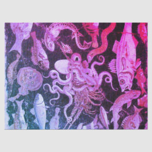 Papier Mousseline COLLECTION POMPEII, VIE MARINE Bleu rose Nautique