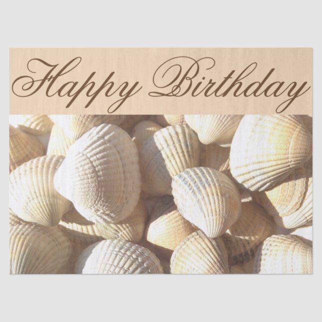 Papier Mousseline Collection Sunny Sea Shells Joyeux Tissu d'anniver (Recto)