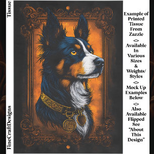 Papier Mousseline Collie de la frontière royal, cadre orné découpage