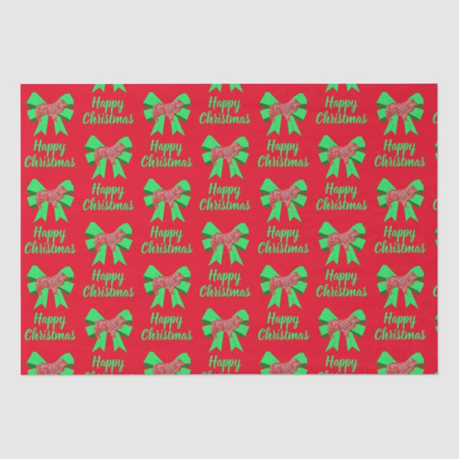 Papier Mousseline Collie Rough Chien de Noël & Bow Red (Recto)
