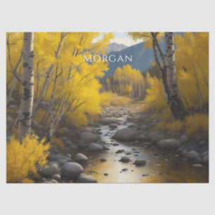 Papier Mousseline Colorado Stream & Aspen Trees Art, Nom, Découpage