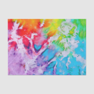 Papier Mousseline Coloré Abstrait Arc-en-ciel Aquarelle Batik Tie Dy