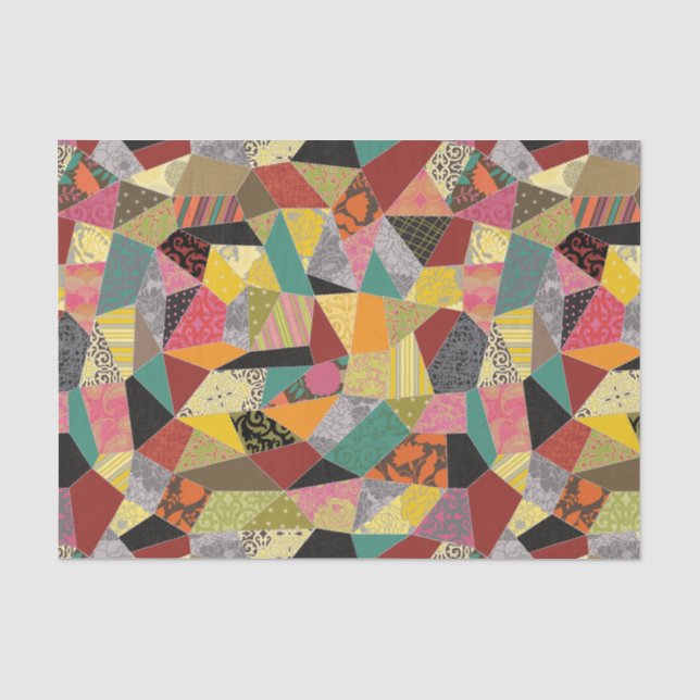 Papier Mousseline Coloré Crazy Quilt Motif (Recto)