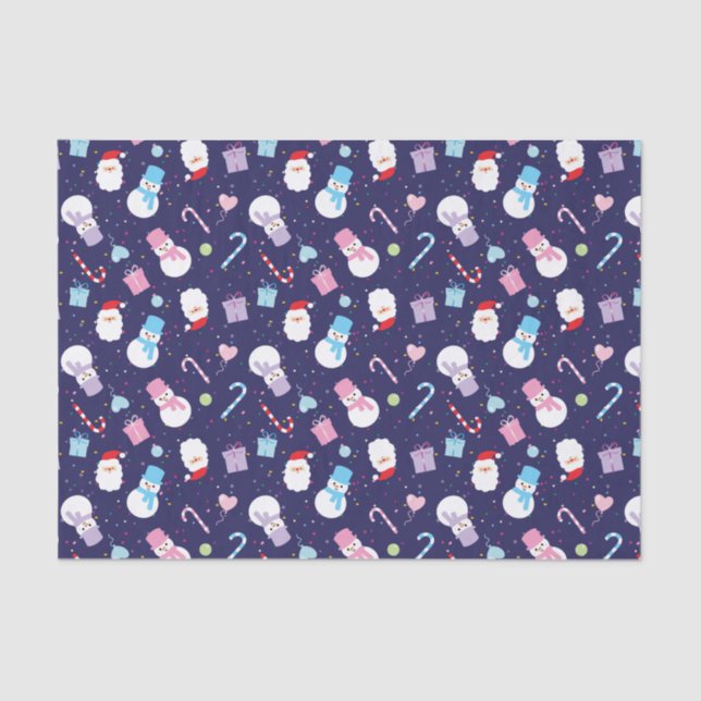 Papier Mousseline Coloré hiver Snowman Noël Père Noël Motif (Recto)
