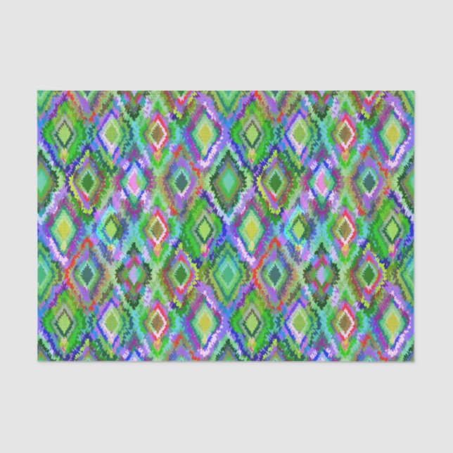 Papier Mousseline Coloré Ikat Tribal Motif géométrique 2 (Recto)