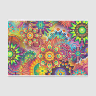 Papier Mousseline Coloré multicolore Floral Mandala Decoupage