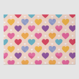 Papier Mousseline Colorée Pop Art Motif de coeur