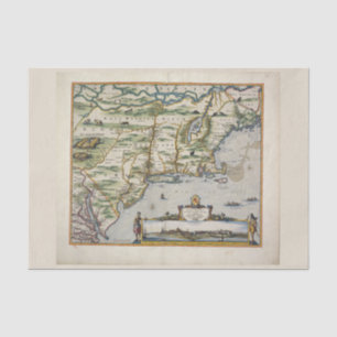 Papier Mousseline Colorez la carte de Vieux Monde vintage de la Mer