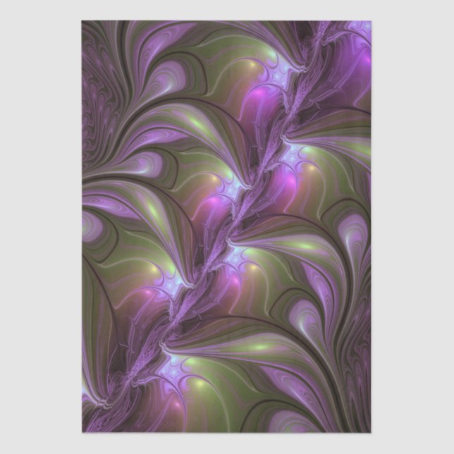 Papier Mousseline Colorful Abstract Violet Purple Khaki Fractal Art (Recto)