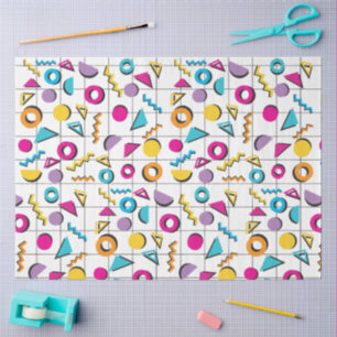 Papier Mousseline Colorful Eighties 80's Retro Motif géométrique