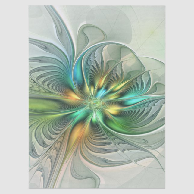 Papier Mousseline Colorful Fantasy Modern Abstract Flower Fractal (Recto)