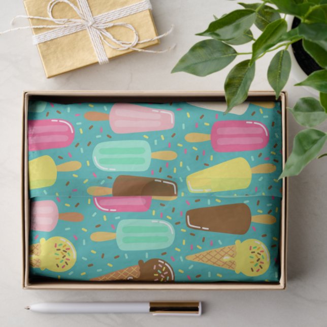 Papier Mousseline Colorful Ice Cream Pattern Summer  (Cadeau)