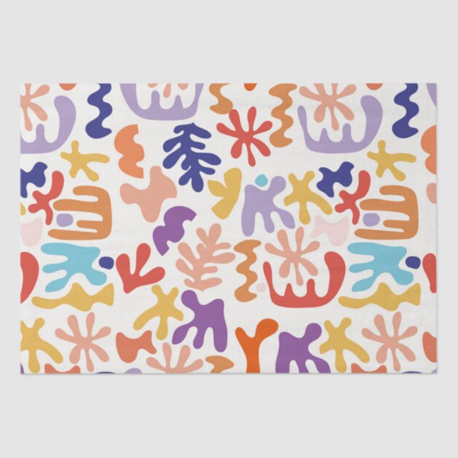 Papier Mousseline Colorful Matisse Motif Formes botaniques Abstraite (Recto)
