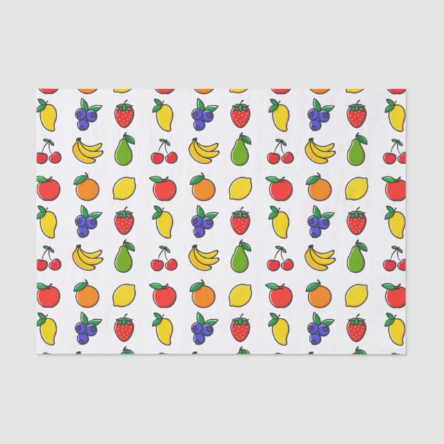 Papier Mousseline Colorful Mixed Fruit Pattern (Recto)