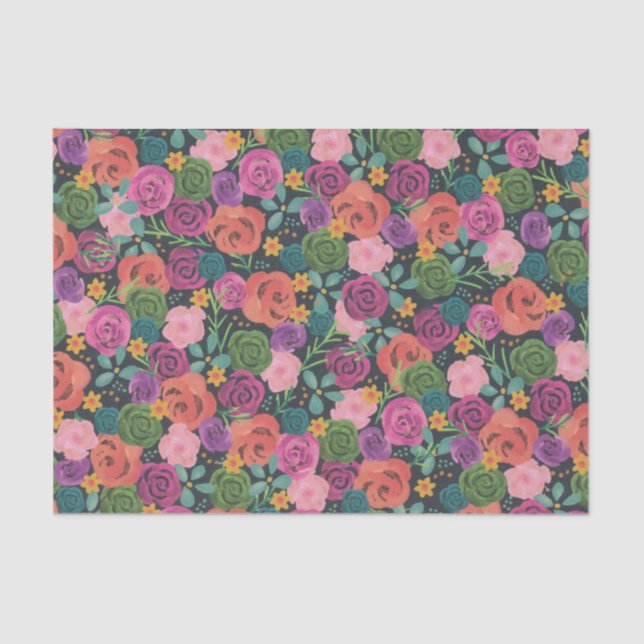 Papier Mousseline Colorful Rose Floral Flower collage (Recto)