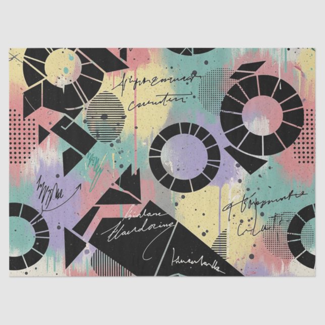 Papier Mousseline Colorful Urban Graffiti Pattern (10) (Recto)