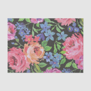 Papier Mousseline Colorful vibrant collage floral de Fleurs Peony