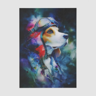Papier Mousseline Colorful Watercolor Aviator Dog FC3R Decoupage