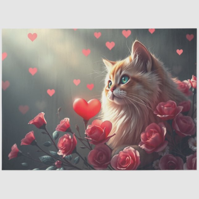 Papier Mousseline Colourful Romantic Cats Tissue Paper (Recto)