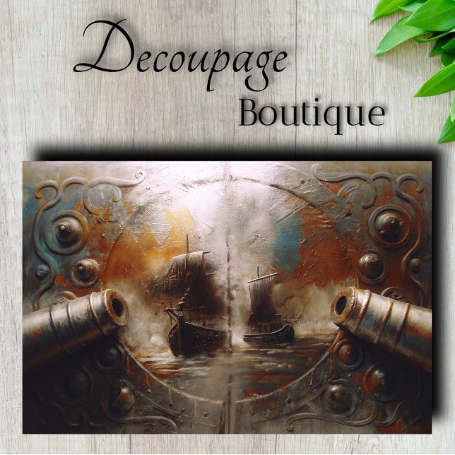 Papier Mousseline Combat Naval Hublot Découpage (Ship Battle Porthole Decoupage Tissue Paper)