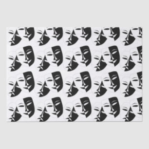 Papier Mousseline Comédie Tragédie Théâtre noir et blanc Masque Tiss