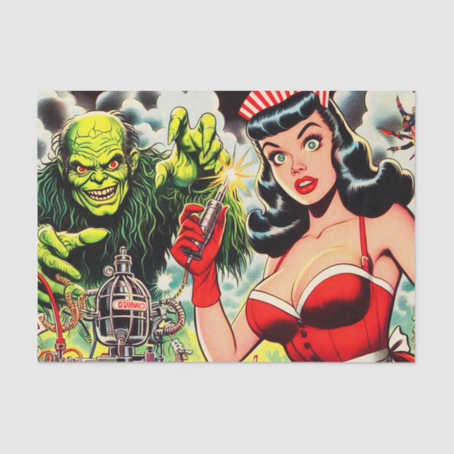 Papier Mousseline Comics d'horreur vintage (Recto)