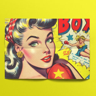 Papier Mousseline Comics pour filles de boxe rétro