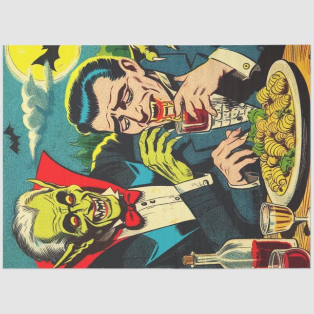 Papier Mousseline Comics Vampire d'horreur vintage (Recto)