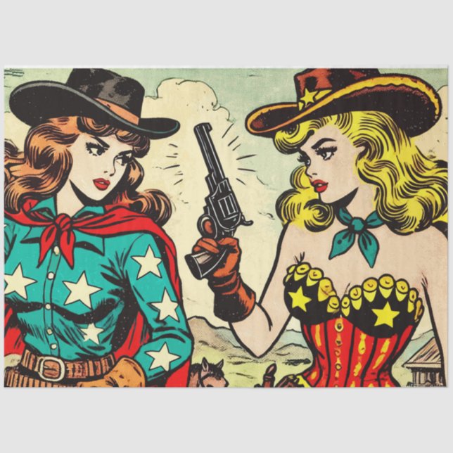 Papier Mousseline Comics Western Cowgirl vintage (Recto)