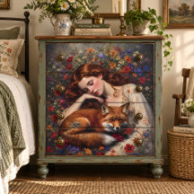 Compagne de la femme du renard rouge Prairie de fl